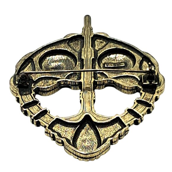 Vintage Sol Dor Brooch Celtic Irish Rhinestone Art Glass Pin Signed Costume Jewe - Picture 8 of 8